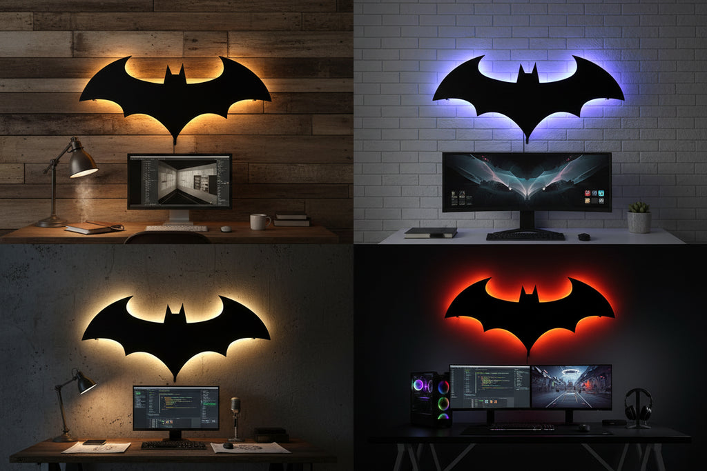 ZK50 Modern USB Cool Glowing Bat LED Wall Light Remote Control Atmosphere Sign Light Interior Decoration Night Light