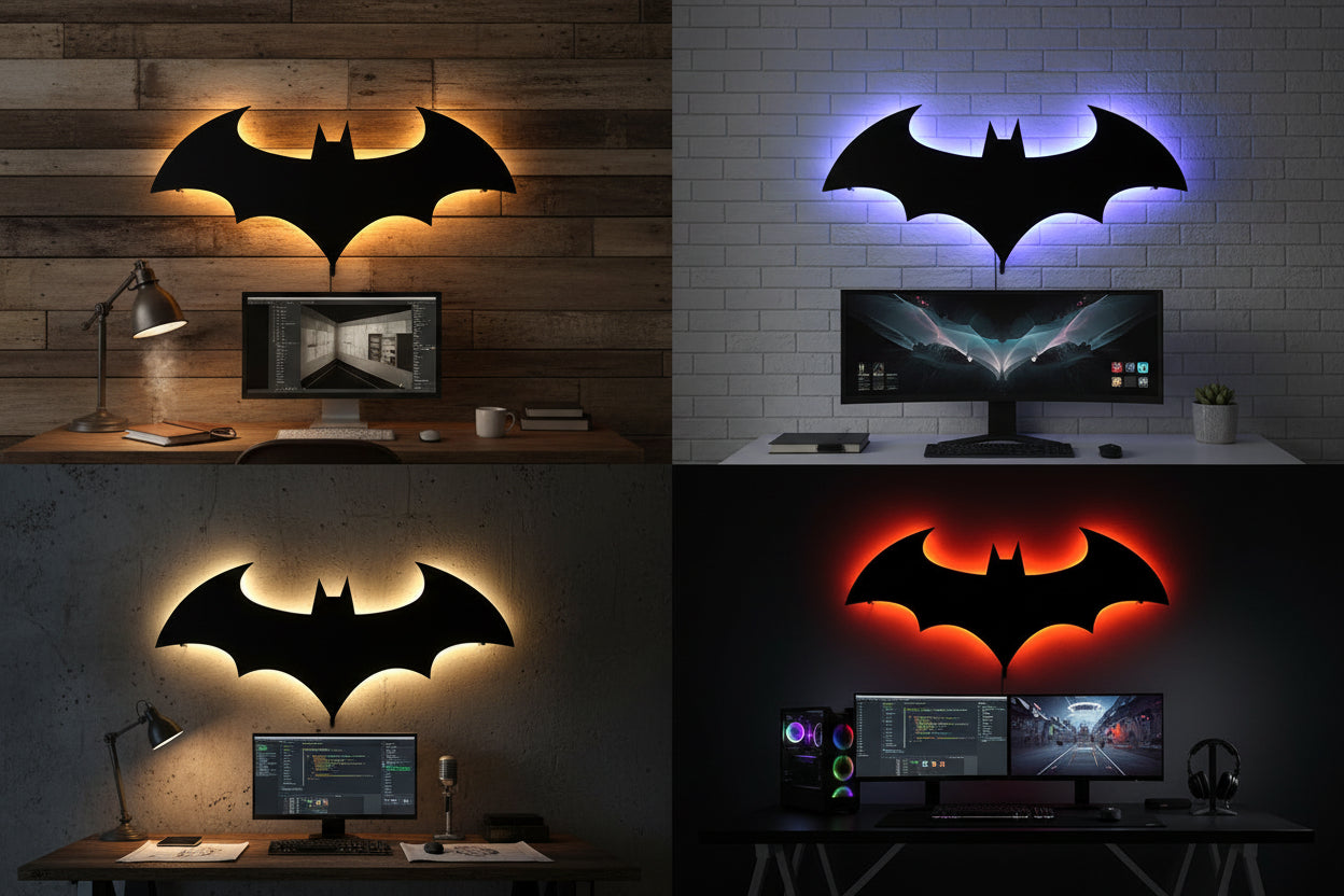 ZK50 Modern USB Cool Glowing Bat LED Wall Light Remote Control Atmosphere Sign Light Interior Decoration Night Light