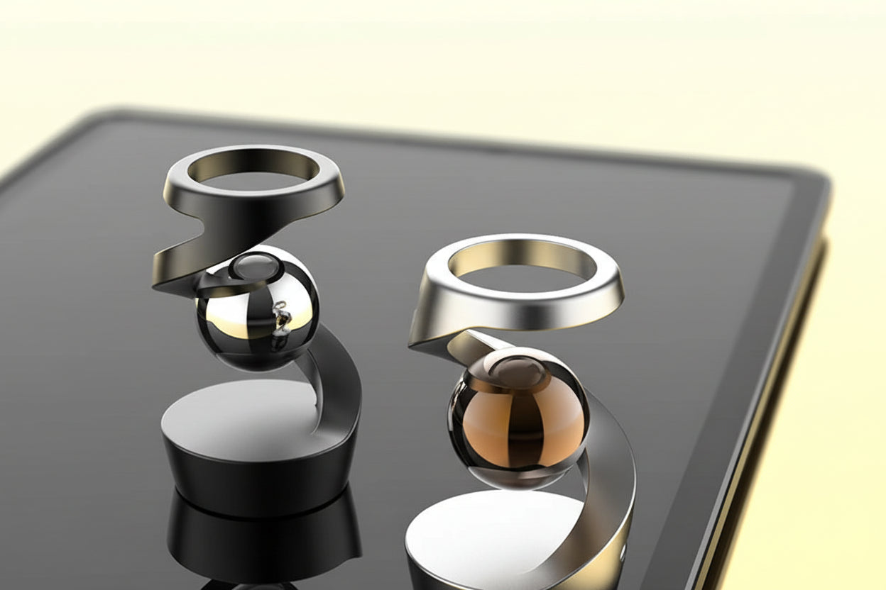 Desktop Rotating Gyroscope Finger Fidget Spinner Toy All Aluminum Alloy Spinning Gyro Silver Metallic Accents for Adults Gift