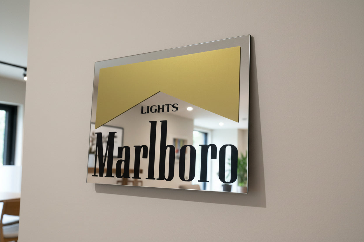 A4 Size Acrylic Marlboro Bar Mirror Cigarette Memorabilia Retro Vintage Pub Home Decor